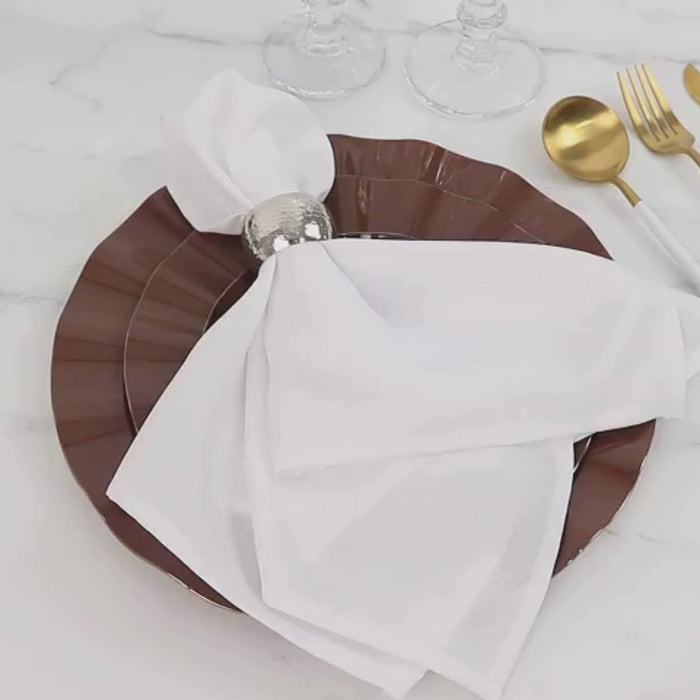 10 Pack Hard Plastic Dessert Plates with Gold Ruffled Rim, Heavy Duty Cinnamon Brown Disposable
