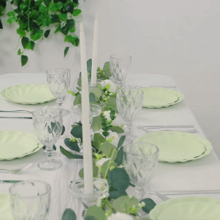 20 Pack Composable Dinner Plates Sage Green Swirl Scalloped Pastel Color Party Plates