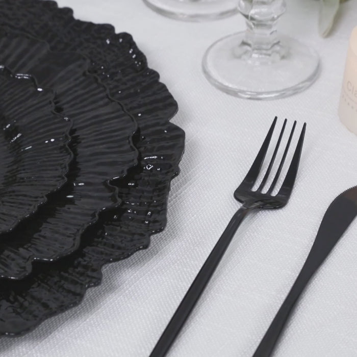 20-Pack Plastic Dinner Plates – 10" Black Reef Design Party Plates – Elegant Disposable Tableware