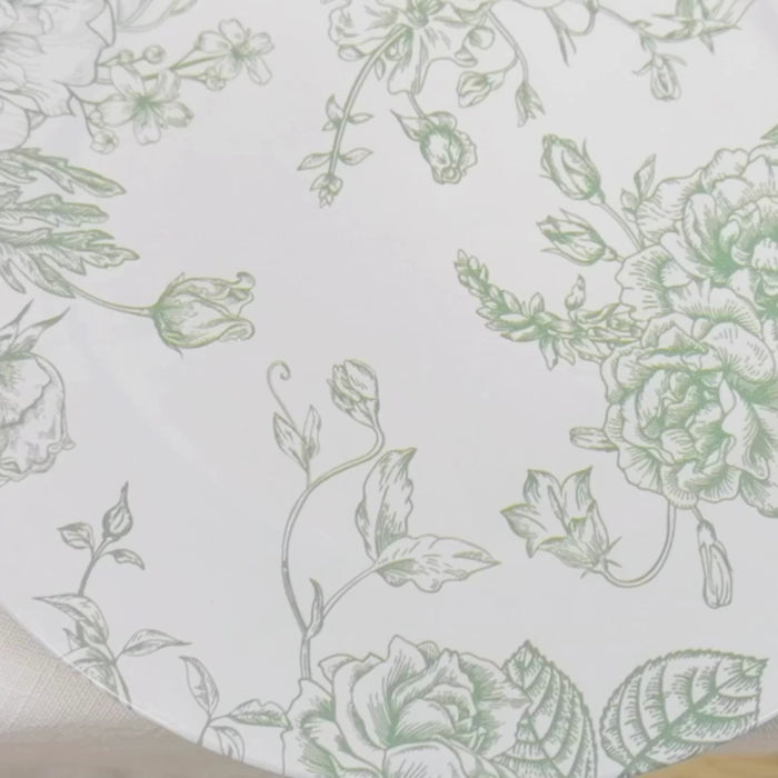 6 Pack Floral Acrylic Charger Plates in French Toile Pattern