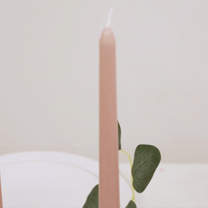 12-Pack Taper Candles 10inch Premium Wax Design Dusty Rose - Unscented Candles