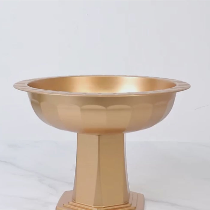 3 Pack Gold Roman Footed Pedestal Bowl Vases 10x7inch Plastic Compote Flower Stand Table Centerpiece