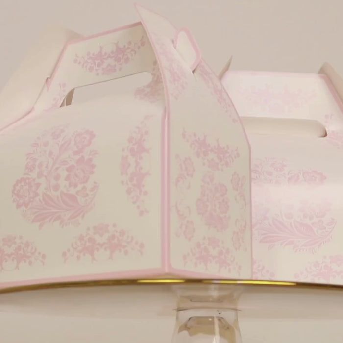 25 Pack White Pink Party Favor Tote Gable Boxes in French Toile Pattern, Candy Treat Gift Boxes