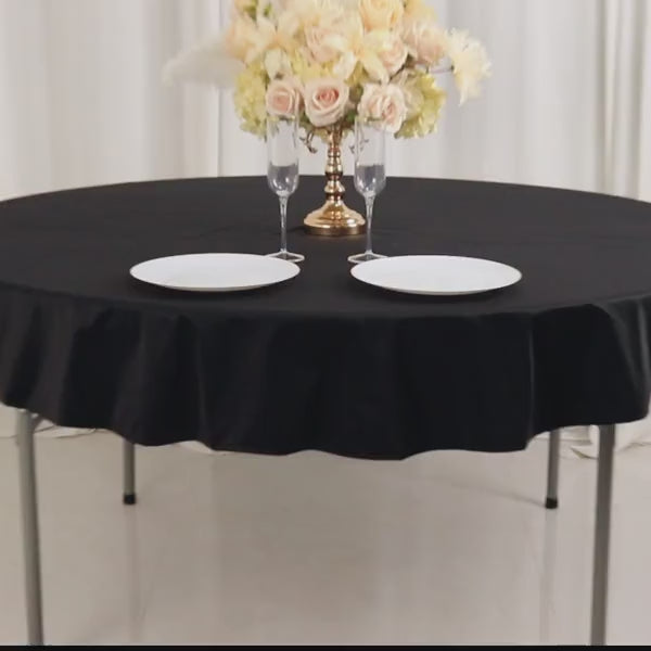 Premium Scuba Round Tablecloth 70" Black - Wrinkle Free & Stain Resistant