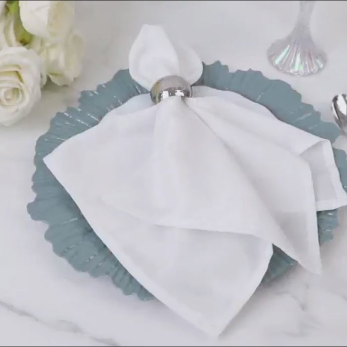 10 Pack Economy Plastic Charger Plates – 13inch Dusty Blue Reef Rim Design Chargers for Weddings