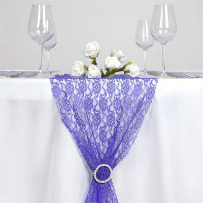 Floral Lace Table Runner 12"x108" Royal Blue - Delicate and Ornate Table Decor for Stylish Gatherings