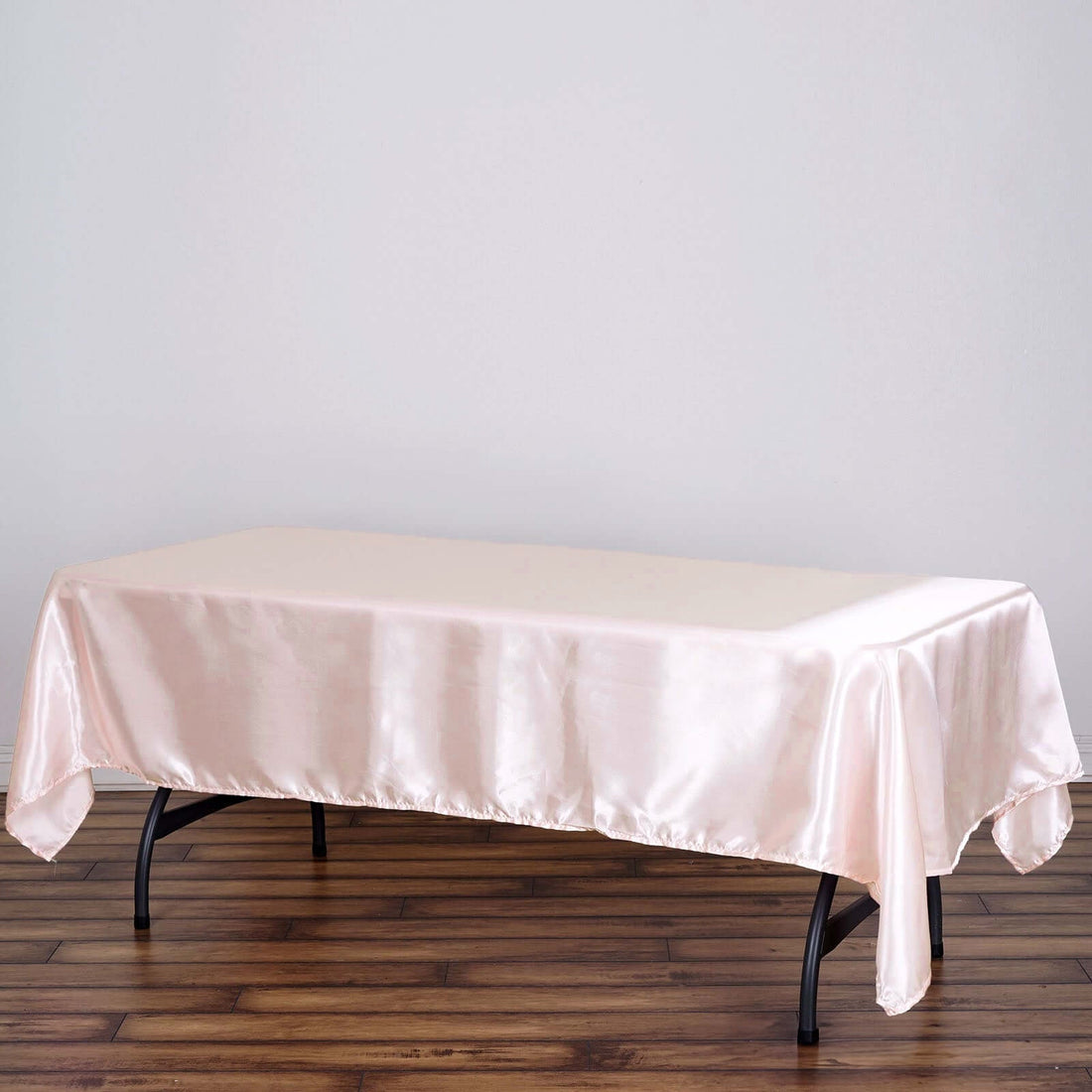 Seamless Satin 60 Inch x 102 Inch Rectangular Tablecloth In Blush Rose Gold