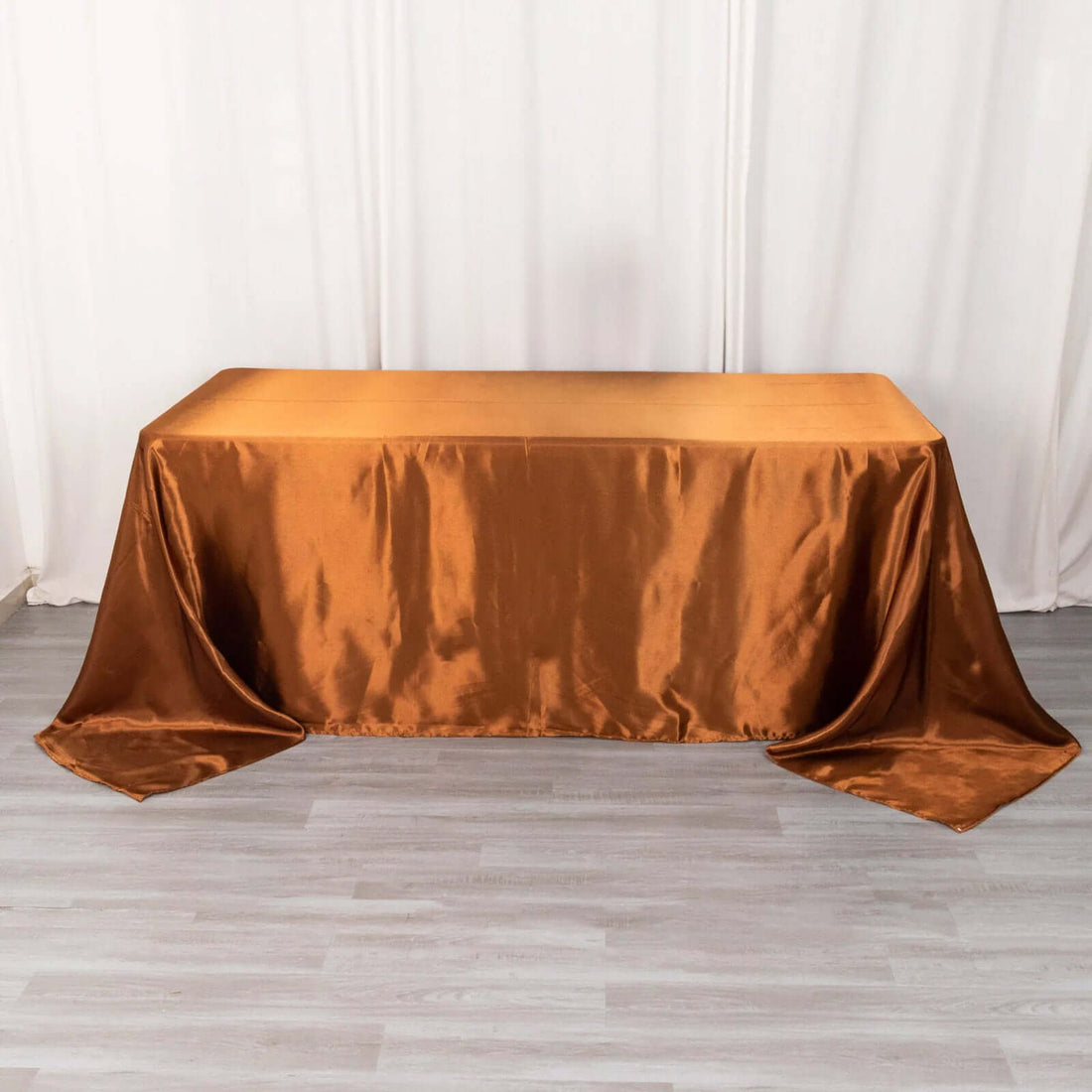 90x132inch Cinnamon Brown Satin Seamless Rectangular Tablecloth