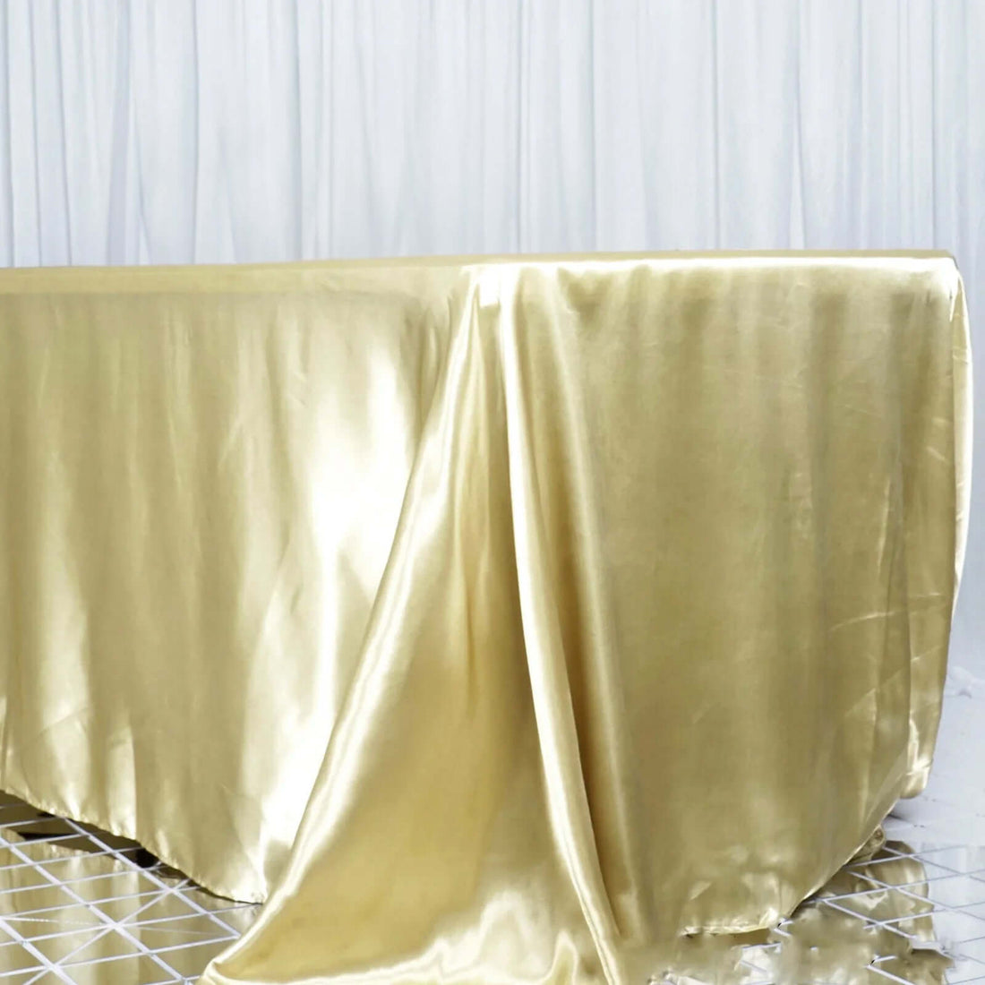 Rectangular Champagne Satin Tablecloth 90 Inch x 156 Inch  