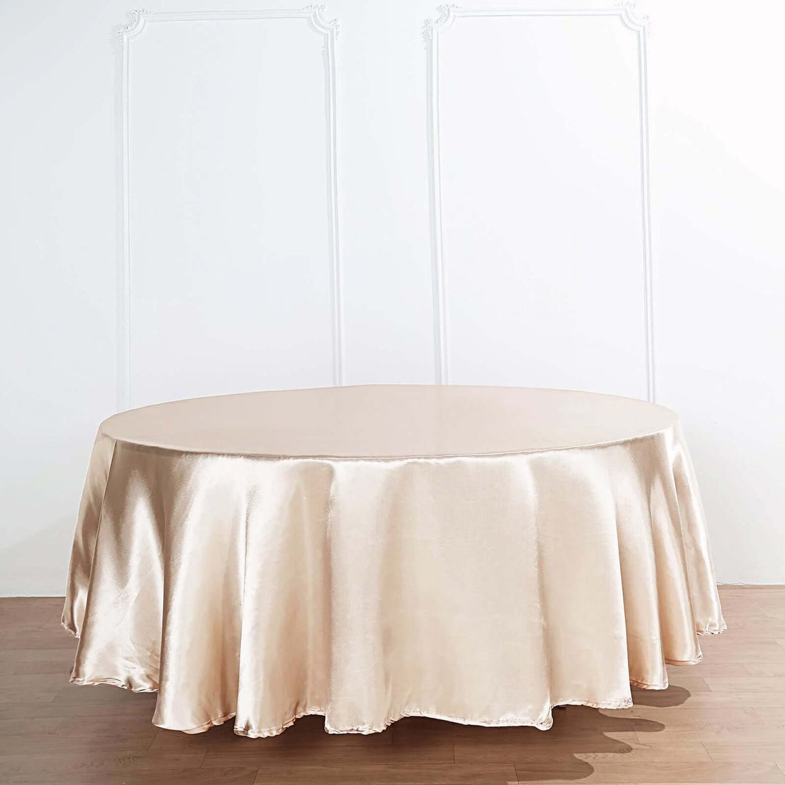 Satin Round Tablecloth 108" Beige - Smooth & Durable Table Cover