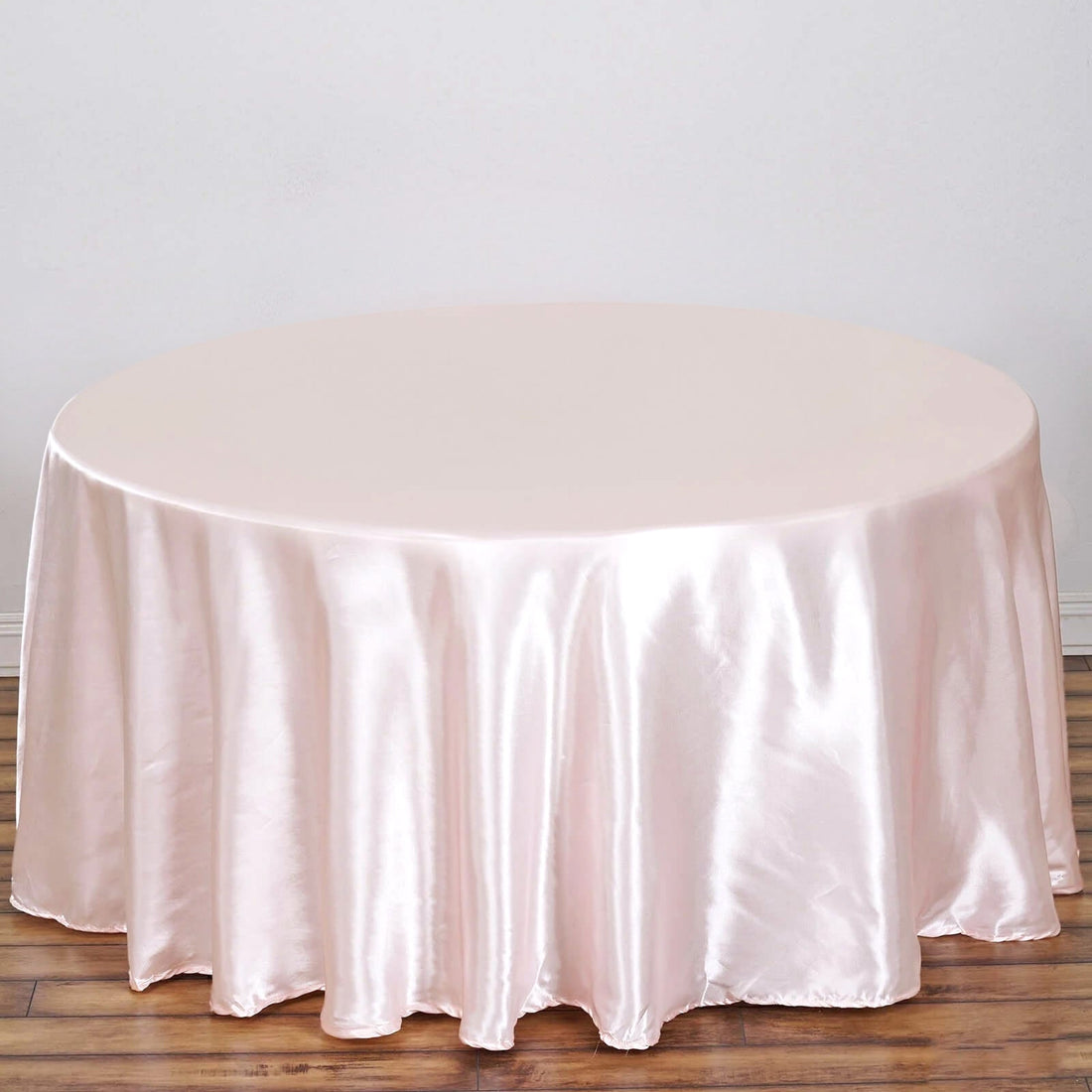Blush Rose Gold Satin 108 Inch Round Tablecloth 