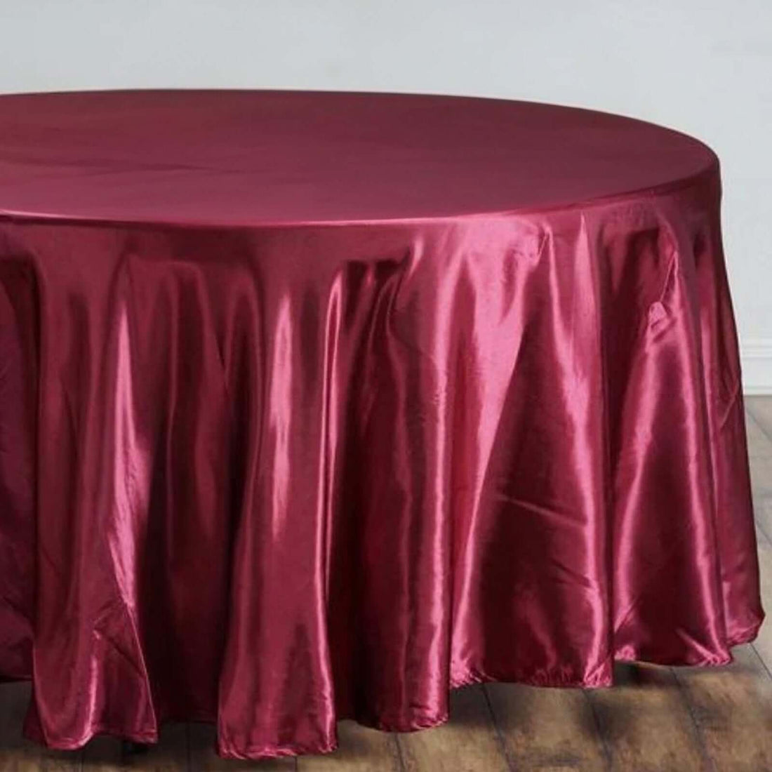 108 Inch Burgundy Round Satin Tablecloth