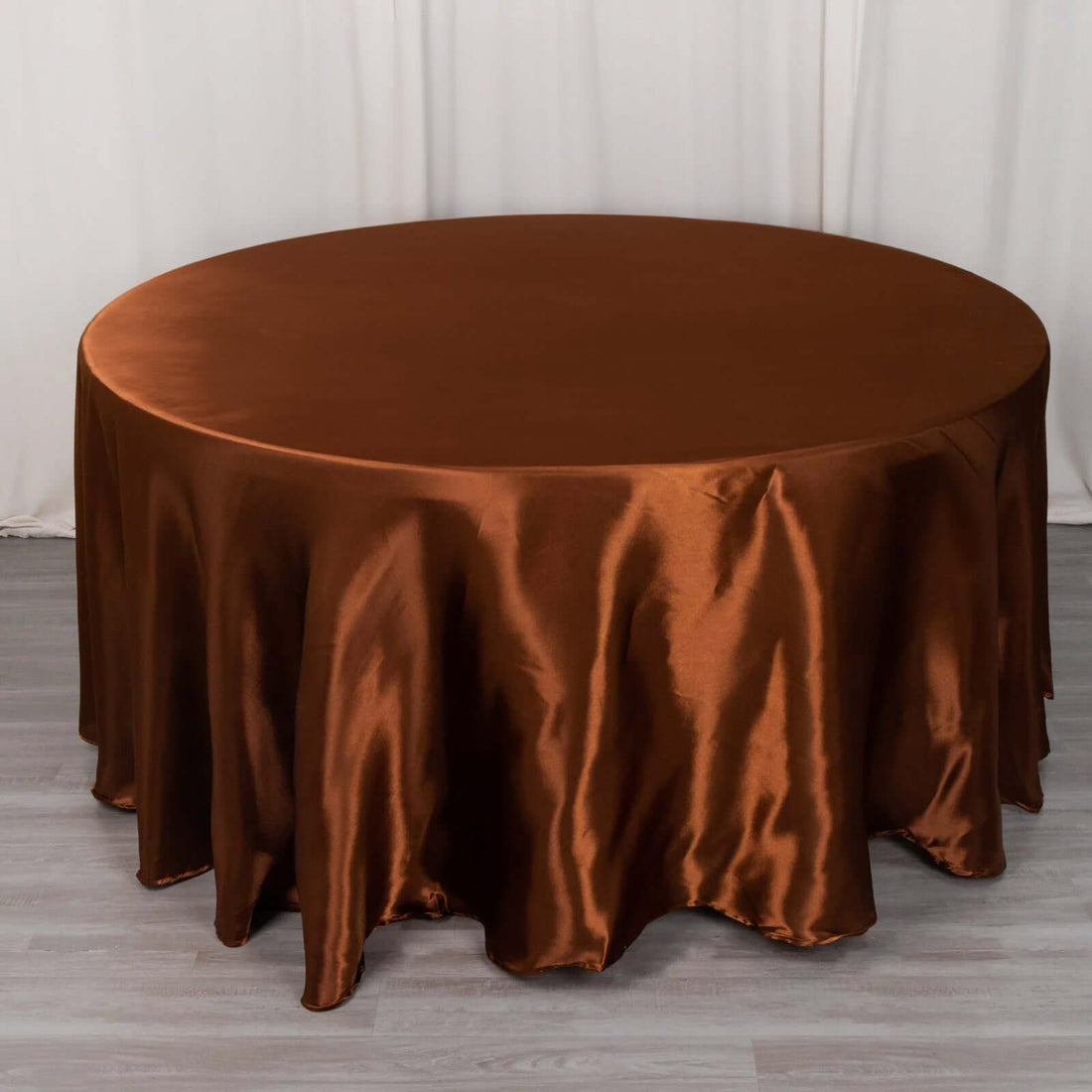 108inch Cinnamon Brown Smooth Seamless Satin Round Tablecloth
