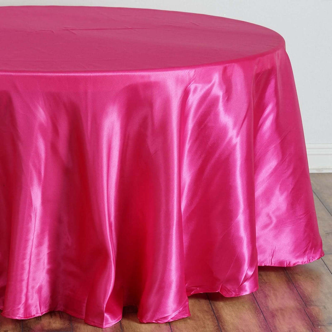 108 Inch Satin Fuchsia Round Tablecloth