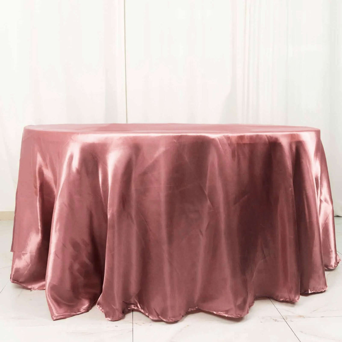120inch Cinnamon Rose Seamless Satin Round Tablecloth