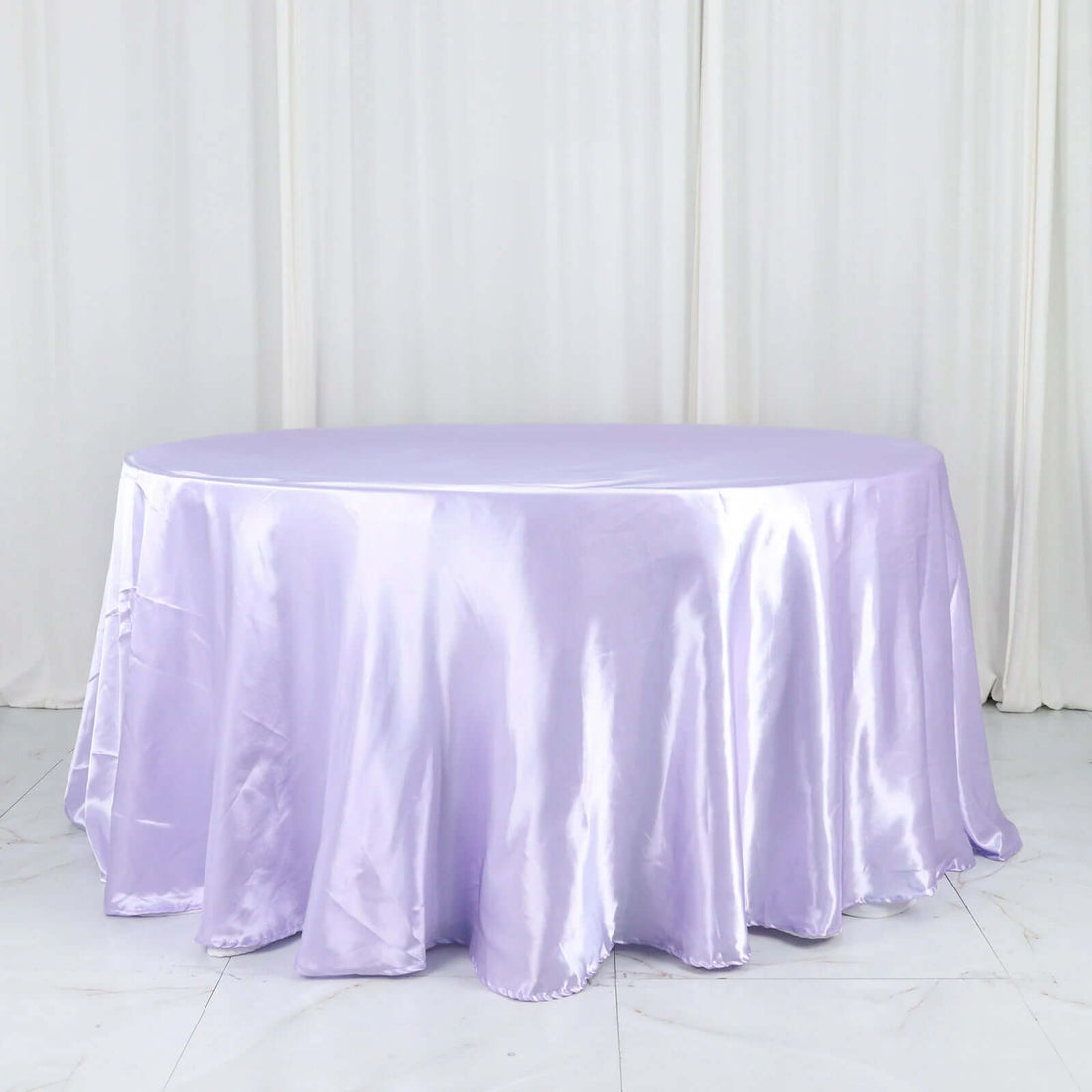 120inch Lavender Lilac Seamless Satin Round Tablecloth