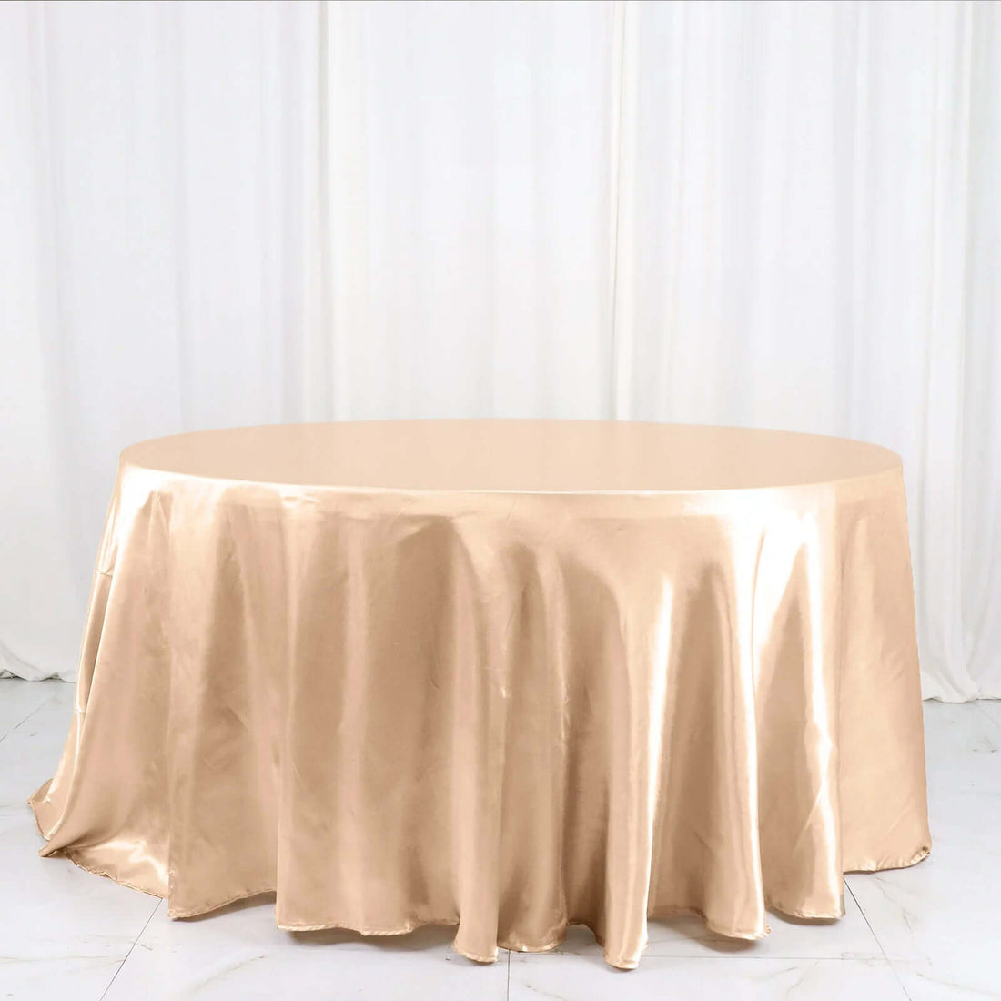 Nude Satin Round Tablecloth 120 Inch