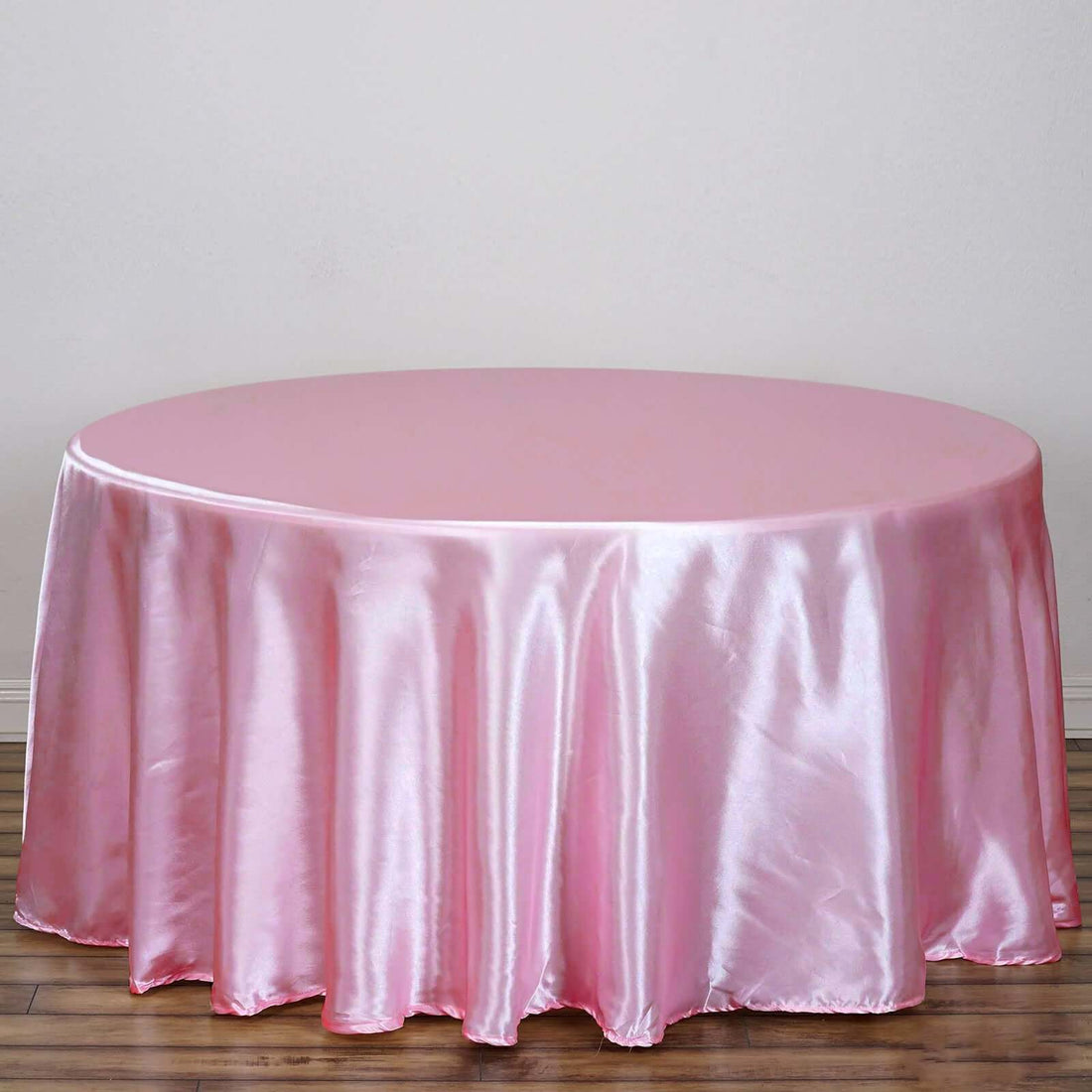 120 Inch Satin Pink Round Tablecloth