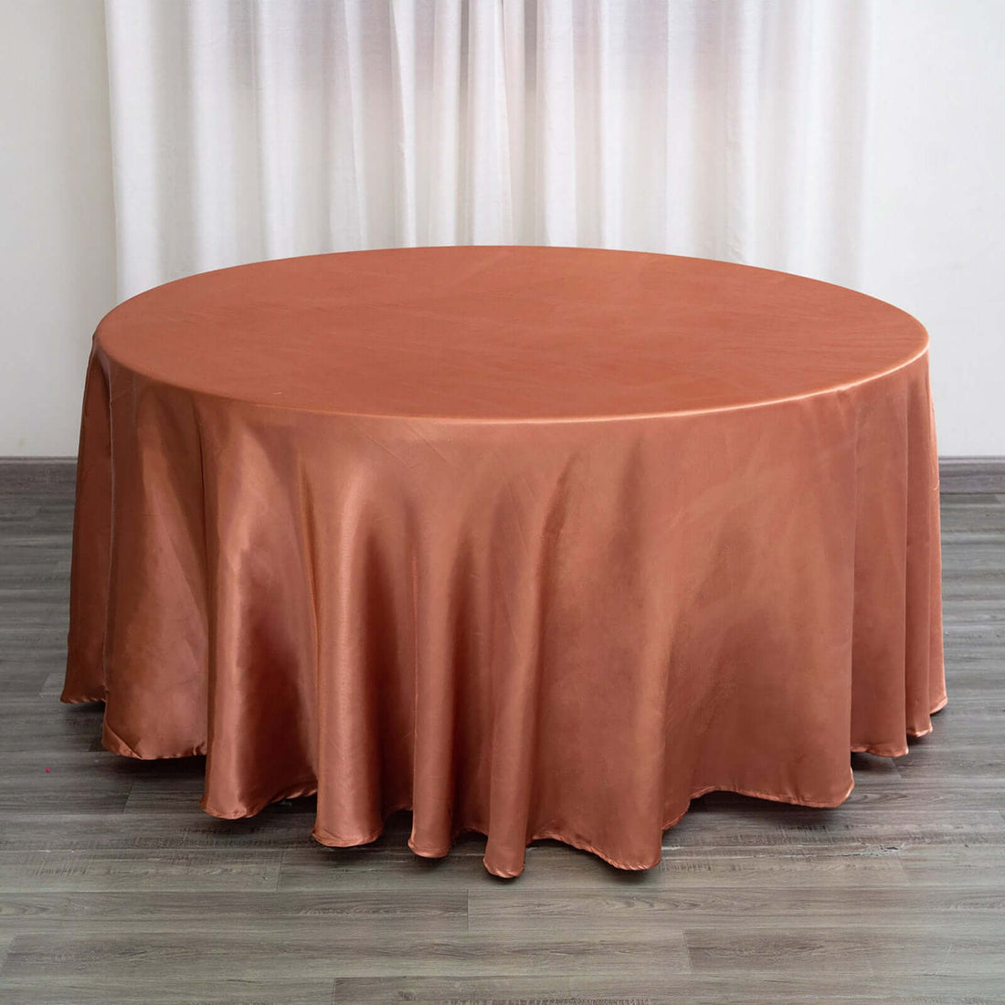 Terracotta (Rust) Seamless Satin Round Tablecloth - 120inch