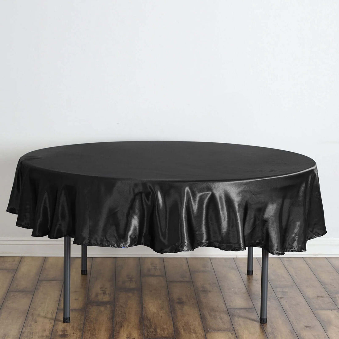 90" Black Satin Round Tablecloth