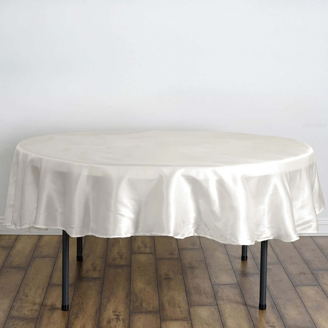 90 Inch Ivory Round Satin Tablecloth