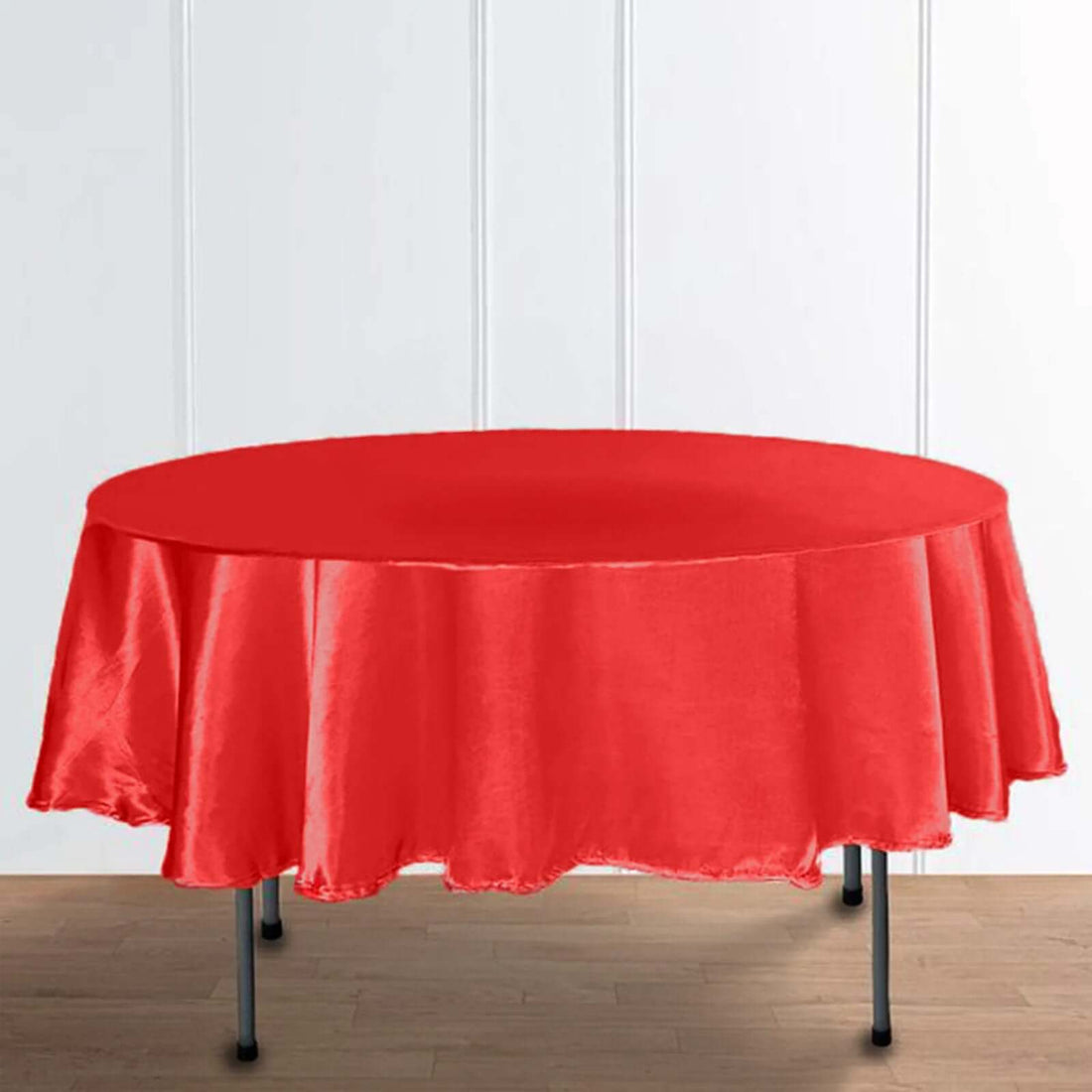 90 Inch Red Round Satin Tablecloth