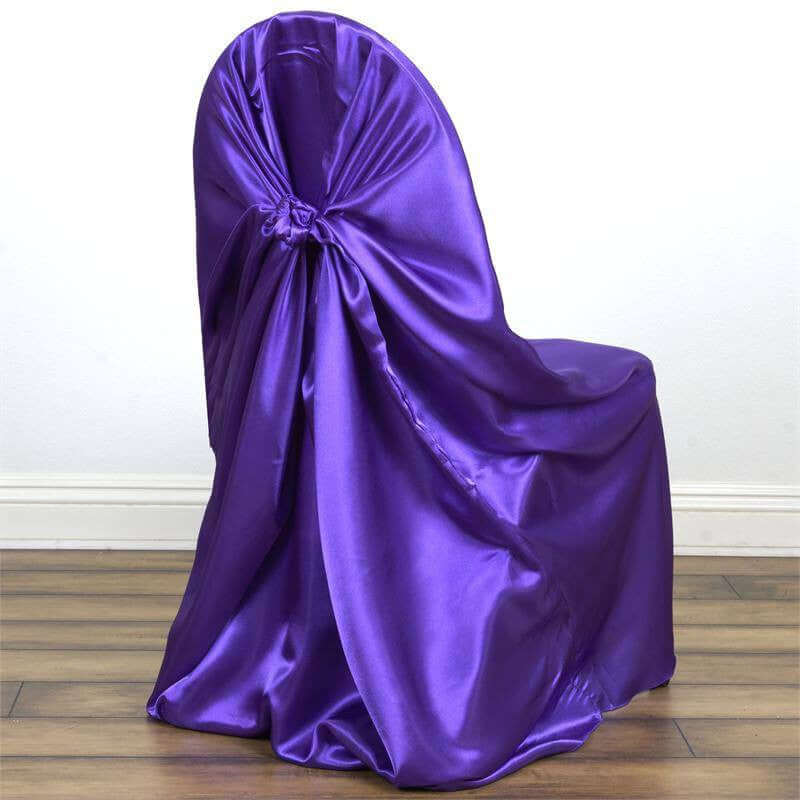 Purple Universal Satin Chair Cover
