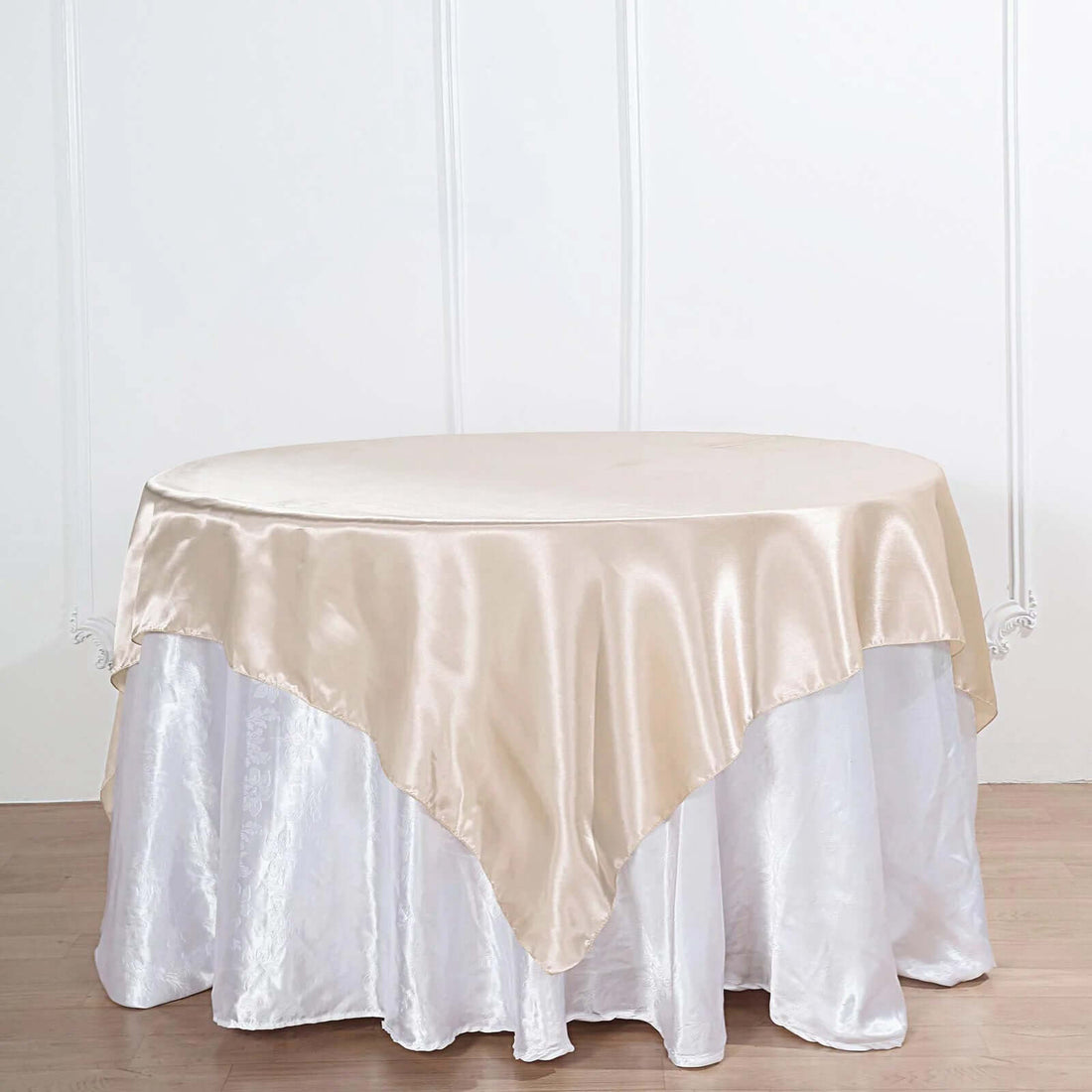 Satin Square 72 Inch x 72 Inch Beige Table Overlay