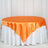 72 Inch x 72 Inch Orange Satin Square Tablecloth Overlay
