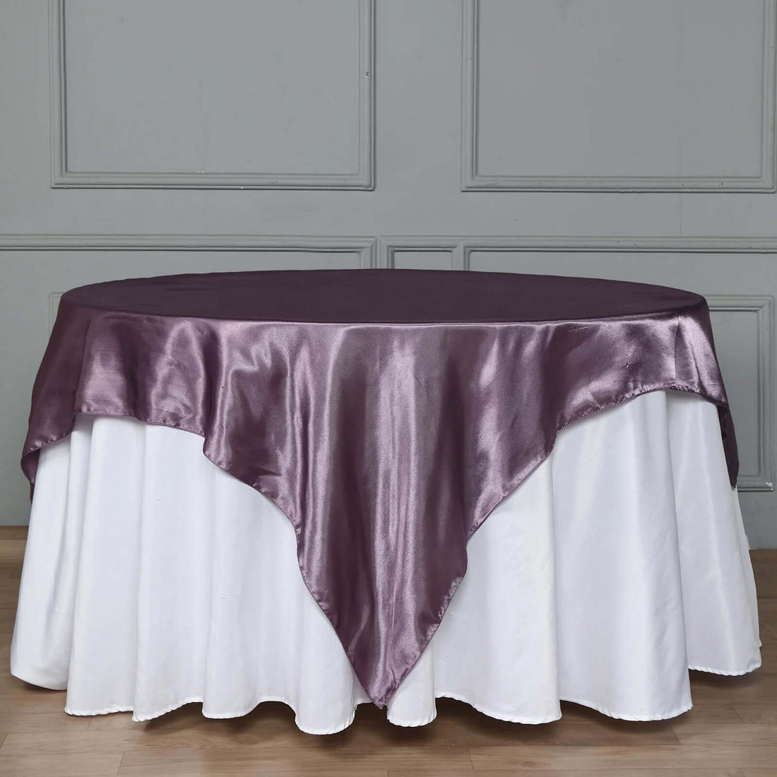 Violet Amethyst Square Satin Table Overlay 72 Inch x 72 Inch  