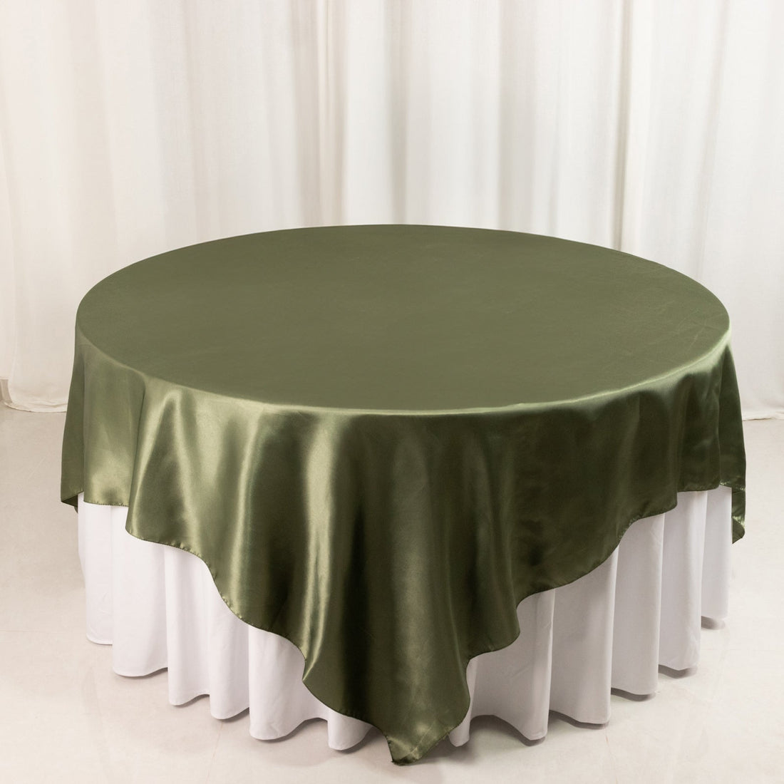 Dusty Sage Green Satin Overlay Square Table Overlay
