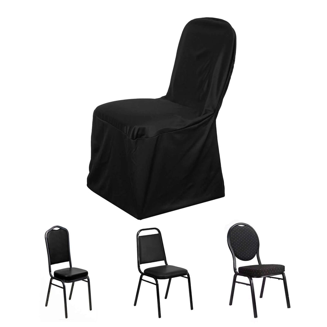 Black Stretch Slim Fit Scuba Chair Covers, Wrinkle Free Durable Slip On Chair Covers