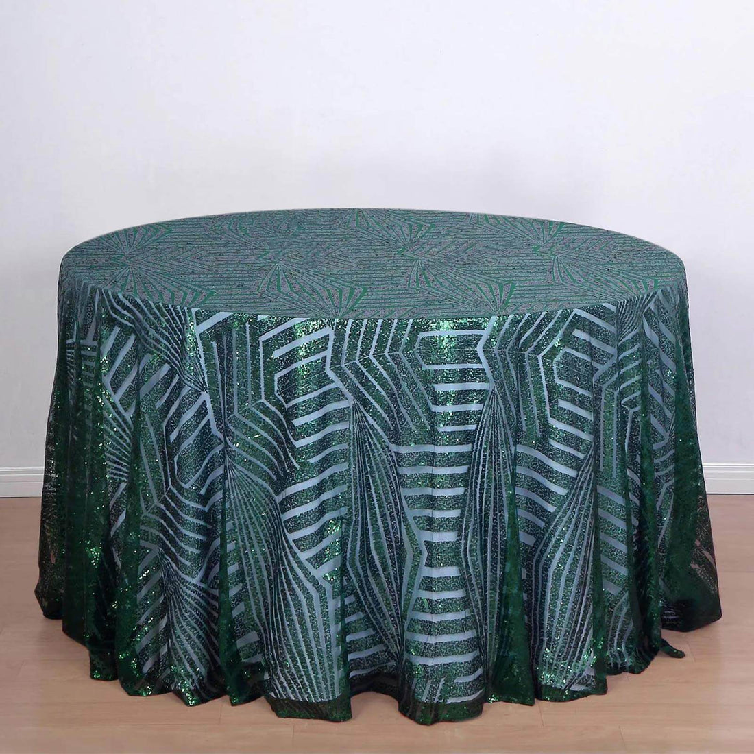 120inch Hunter Emerald Green Seamless Diamond Glitz Sequin Round Tablecloth