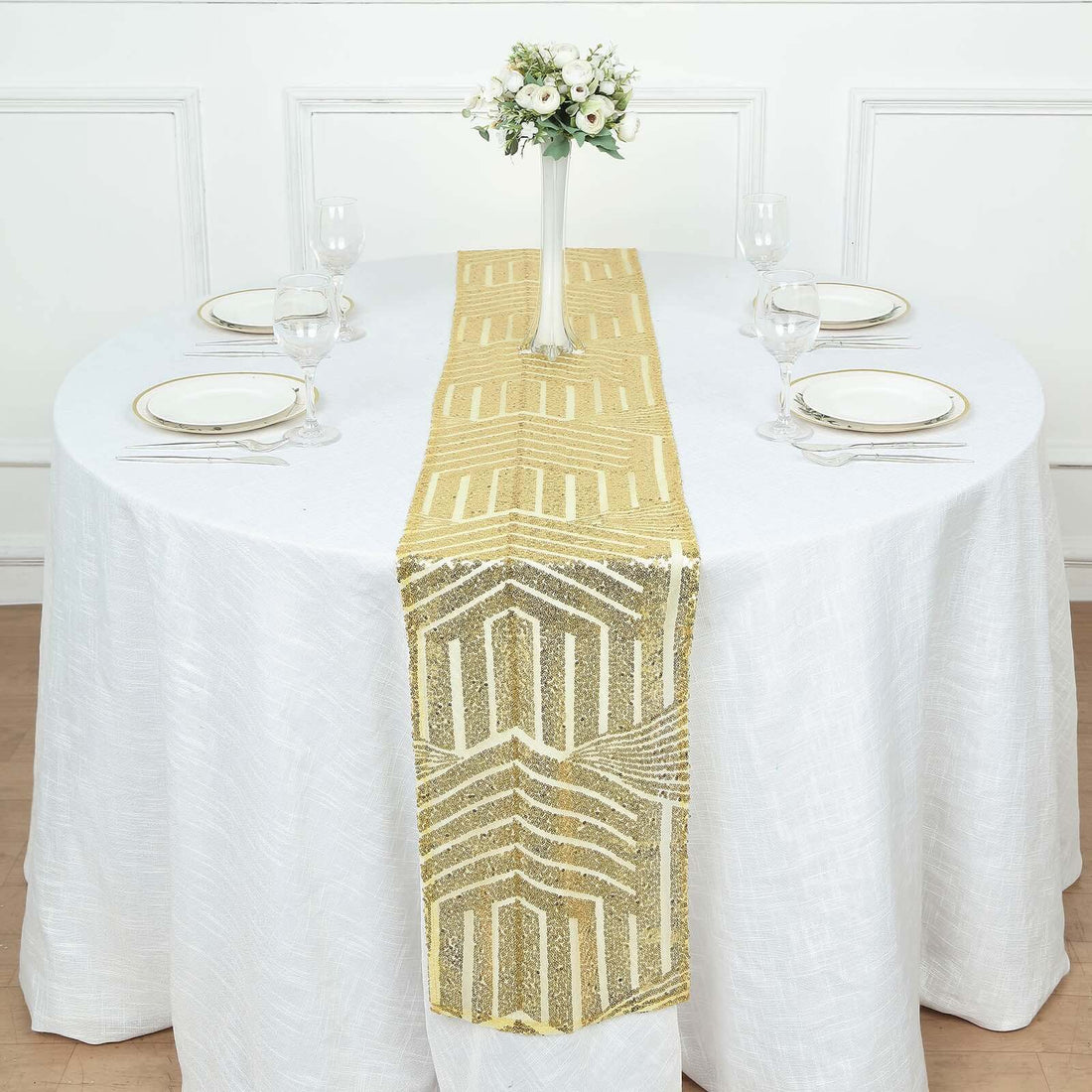 12x108inch Gold Diamond Glitz Sequin Table Runner