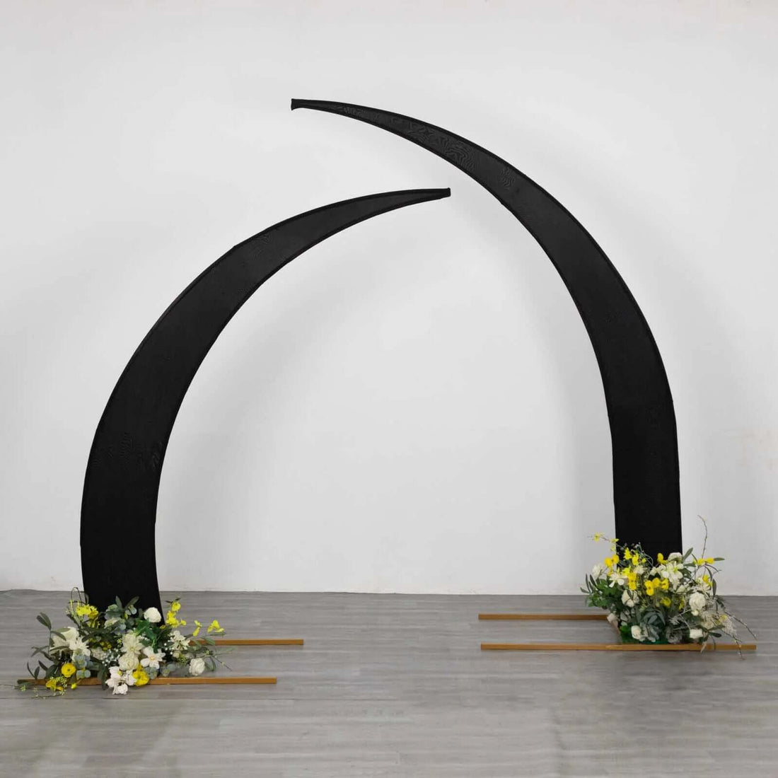 Set of 2 Black Spandex Half Crescent Moon Wedding Arch Covers, Backdrop Stand Cover