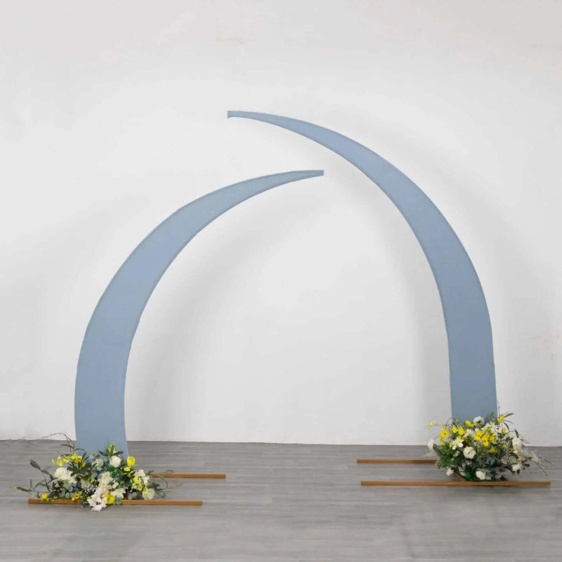 Set of 2 Dusty Blue Spandex Half Crescent Moon Wedding Arch Covers, Backdrop Stand Covers