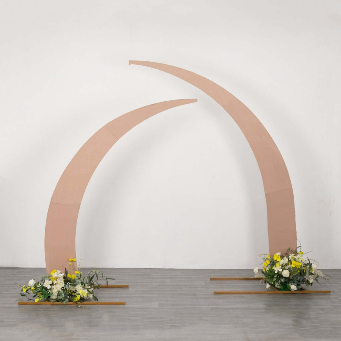 Set of 2 Nude Spandex Half Crescent Moon Wedding Arch Covers, Backdrop Stand Cover