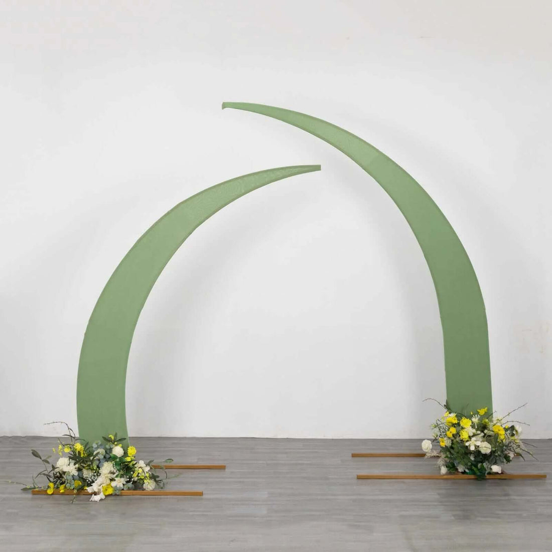 Set of 2 Sage Green Spandex Half Crescent Moon Wedding Arch Covers, Backdrop Stand Cover