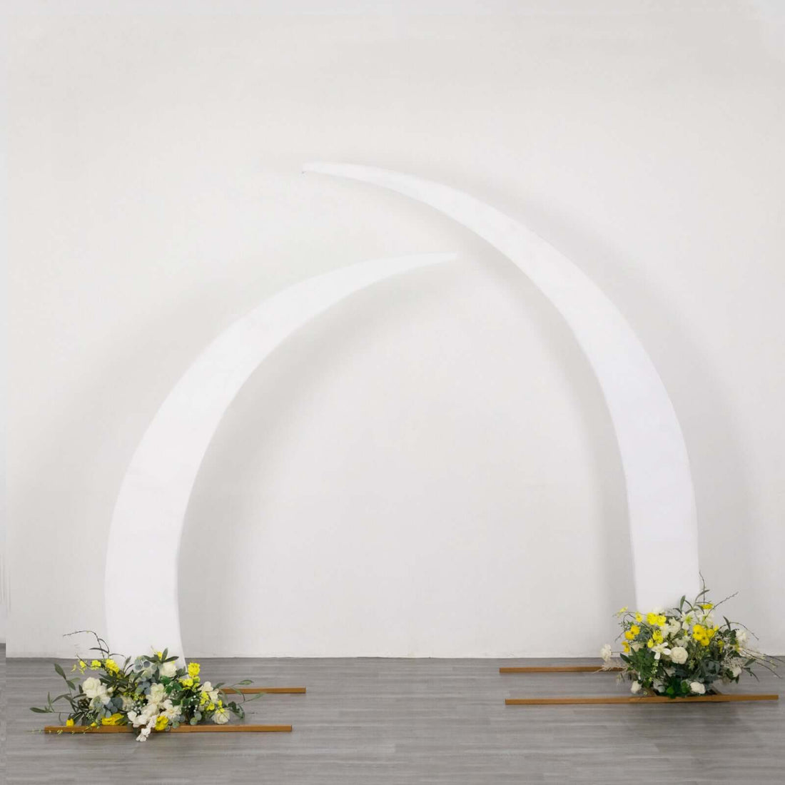 Set of 2 White Spandex Half Crescent Moon Wedding Arch Covers, Backdrop Stand Cover