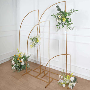 Set of 4 Gold Metal Wedding Arch Chiara Backdrop Stand, Half Moon Floral Frame Arbor Display 2.5ft,5ft,6ft,7ft