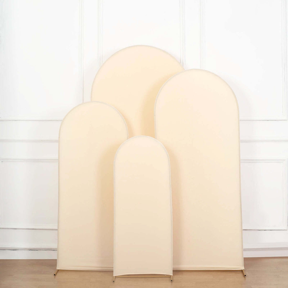 Set of 4 | Matte Beige Spandex Fitted Wedding Arch Covers