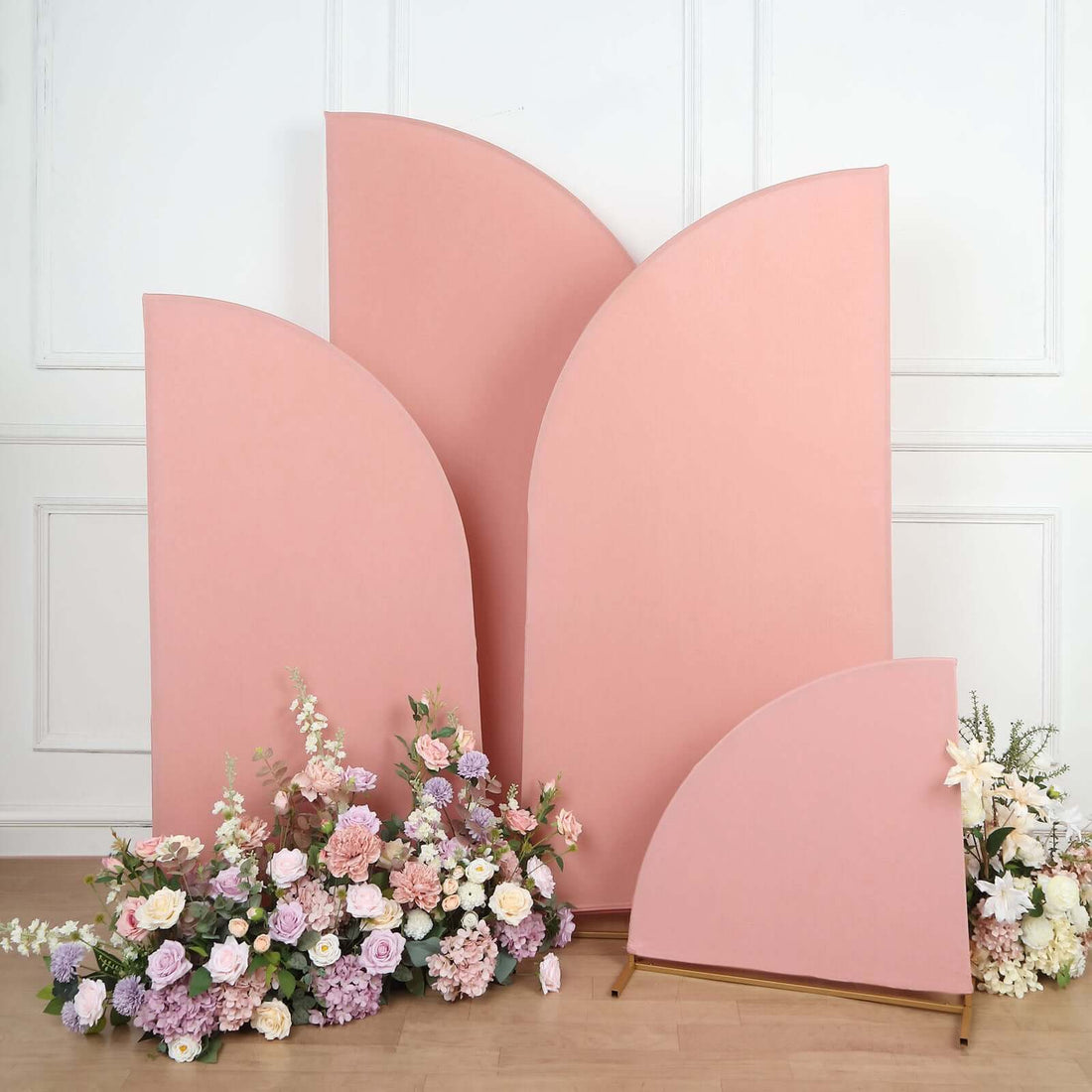 Set of 4 | Matte Dusty Rose Fitted Spandex Half Moon Wedding Arch Covers, Custom Fit Chiara