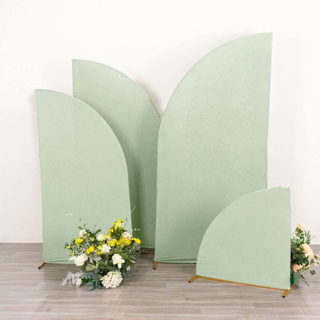 Set of 4 | Matte Sage Green Fitted Spandex Half Moon Wedding Arch Covers