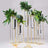 Set of 5 Conjoined Gold Frame Test Tube Hydroponic Vases, Geometric Wedding Centerpieces - 12inch