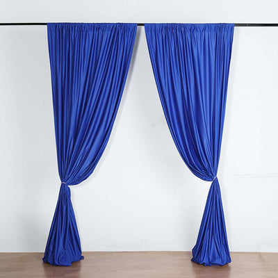 2 Pack Royal Blue Scuba Polyester Backdrop Drape Curtains, Durable Flame Resistant Event Divider Panels Wrinkle Free With Rod Pockets - 10ftx10ft