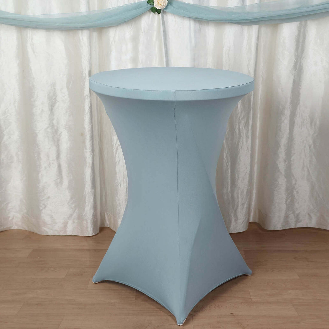 Dusty Blue Spandex Cocktail Table Cover for 24"-32" Dia High Top Tables