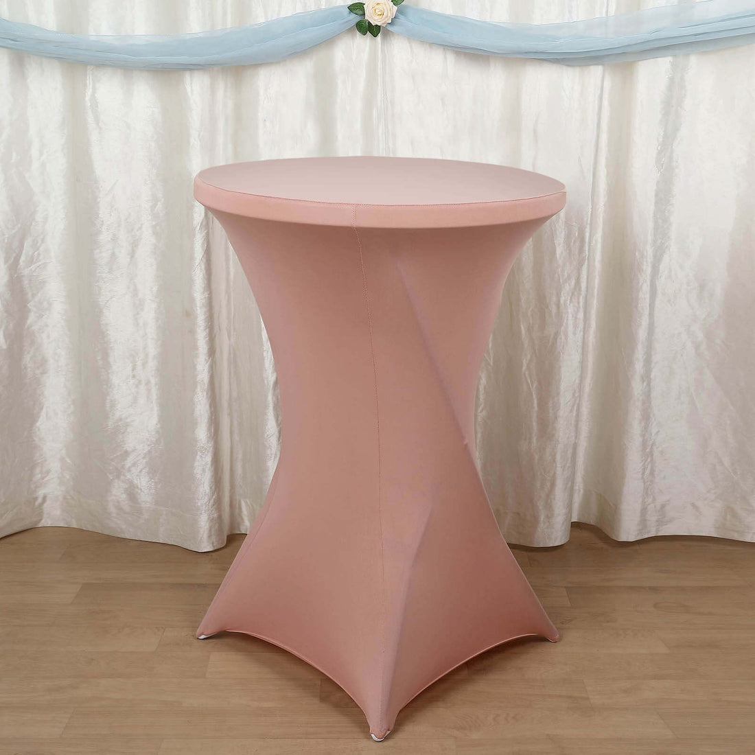 Dusty Rose Highboy Spandex Cocktail Table Cover, Fitted Stretch Tablecloth for 24"-32" Dia Tables