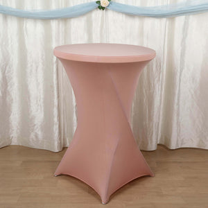 Spandex Round Cocktail Table Cover 30" Dusty Rose for High Top Tables - Easy to Maintain Stretch Fitted Highboy Tablecloth