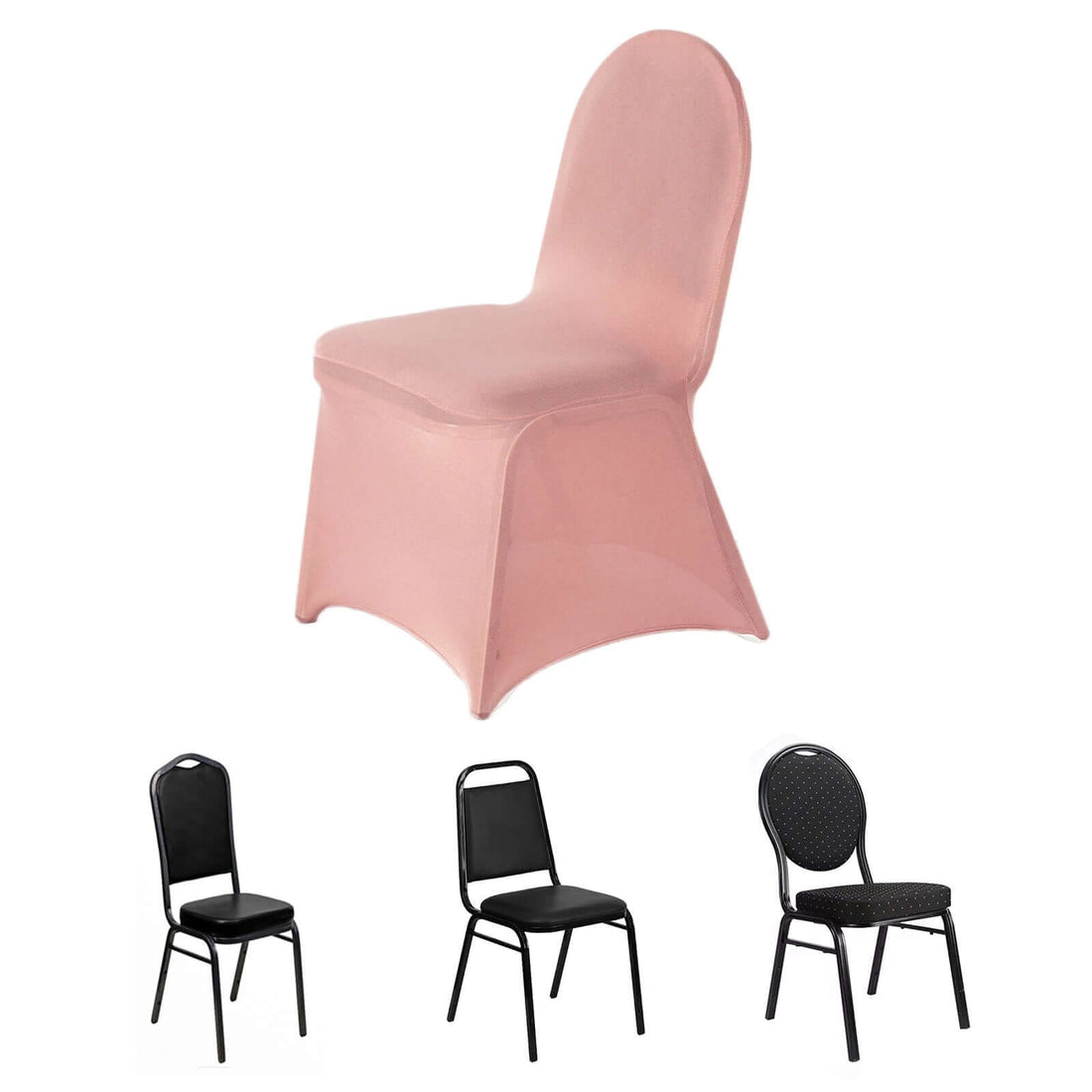 Spandex Stretch Fitted Banquet Chair Cover 160GSM Dusty Rose - Durable Slip-On Slipcover