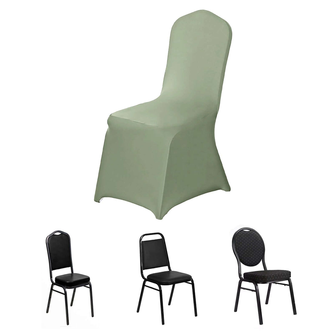 Eucalyptus Sage Green Spandex Stretch Fitted Banquet Slip On Chair Cover - 160 GSM